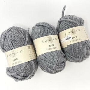 Rowan Cork Merino Wool Nylon Yarn Color SH033 Gray Dye Lot 30F3 (3 Skeins)
